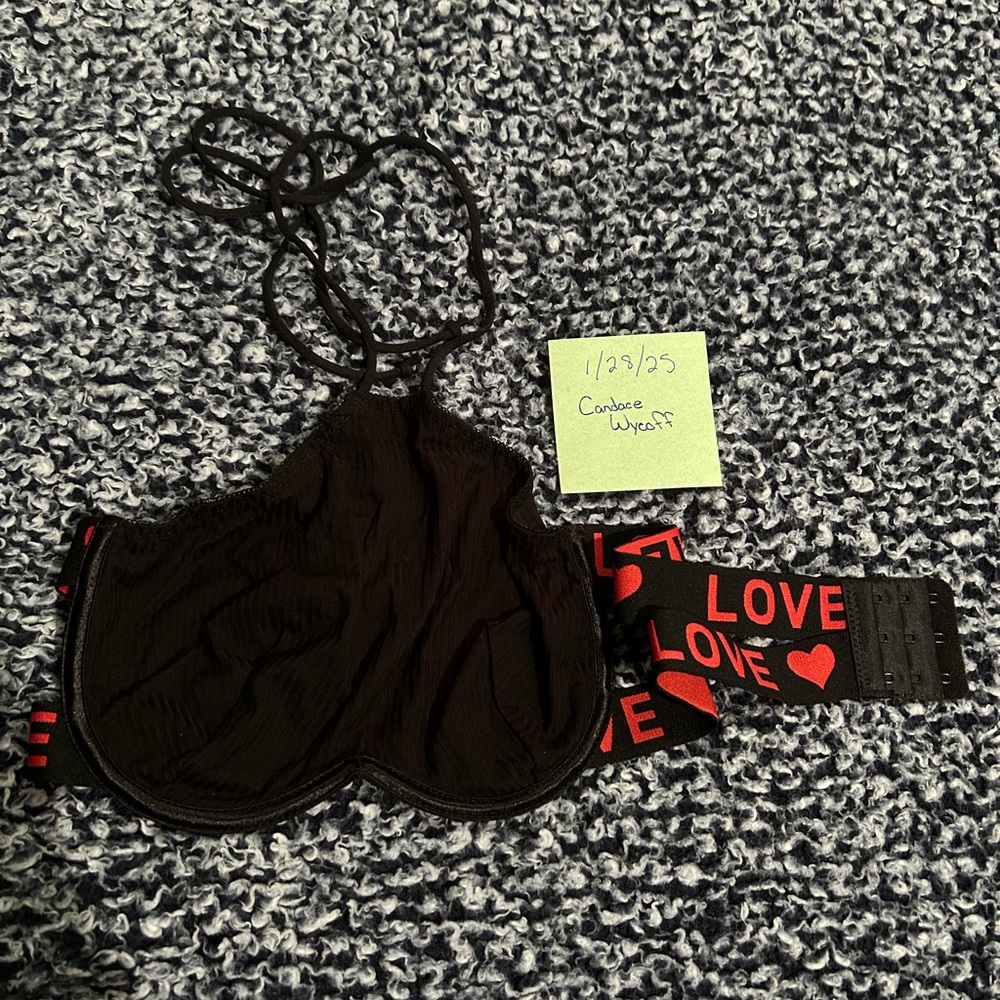 SHEIN small black and red love bra